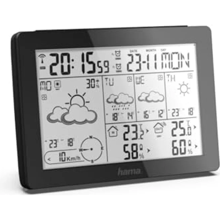 Hama Meteotime, Wetterstation in Schwarz, 2x AA, 151.5 x 30 x 105.5 mm – Bild 3