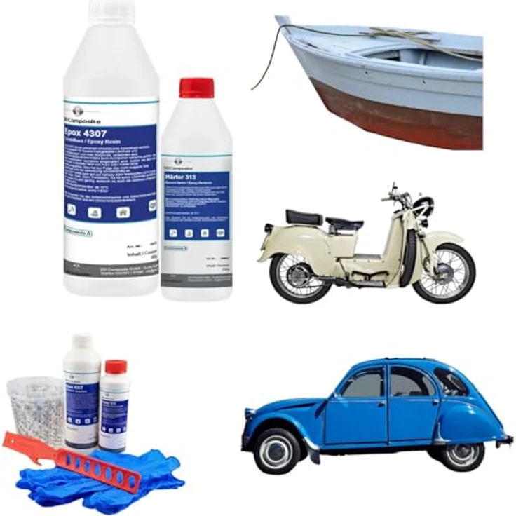 DD Composite Epoxidharz Set 750g, Universal-Harz für Beschichtungen und Klebungen, lösemittelfrei, inkl. Mischbecher und Handschuhe – Bild 3