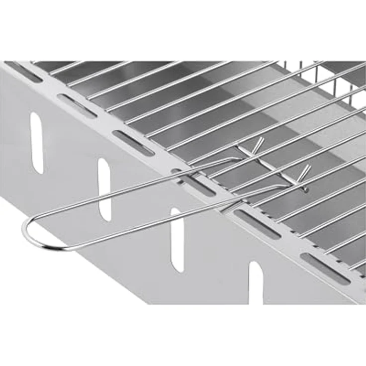 GLÜHZONE SG 300, Schaschlik Grill Edelstahl, mobiler Holzkohlegrill mit 8 Spießen, 56x26 cm Grillfläche, abnehmbare Beine, kompakt für Garten, Balkon & Camping – Bild 4