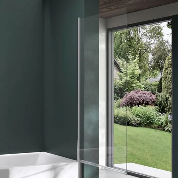 Mai & Mai Duschwand Cortona201, Badewannenwand aus 6mm ESG-Sicherheitsglas mit NANO-Versiegelung, 80x140cm, schwenkbar 180° – Bild 3