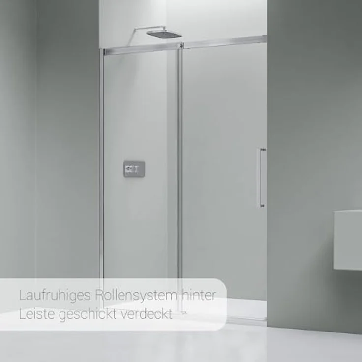 NEXTREND Nischendusche DX906 FLEX, Schiebetür mit Soft-Close-Technik, 8 mm Nano Echtglas, Breite wählbar, Chrom, Höhe: 195 cm – Bild 3