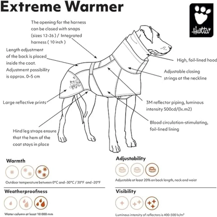 Hurtta Extreme Warmer ECO, Hundemantel, Winterjacke für Hunde, Cinnamon-Orange, 25 cm – Bild 3