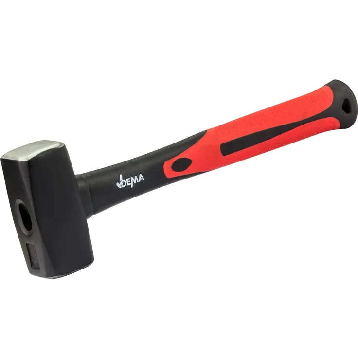 DEMA Hammer Fäustel / Hammer 1250g mit Fiberglasstiel, schwer, stabil und ergonomisch (schwarz)