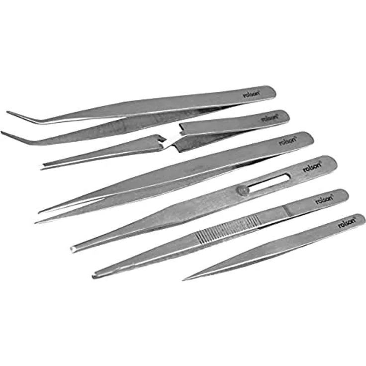 Rolson Tools 59104 6 Teiliges Rostfreier Stahl Pinzetten Set