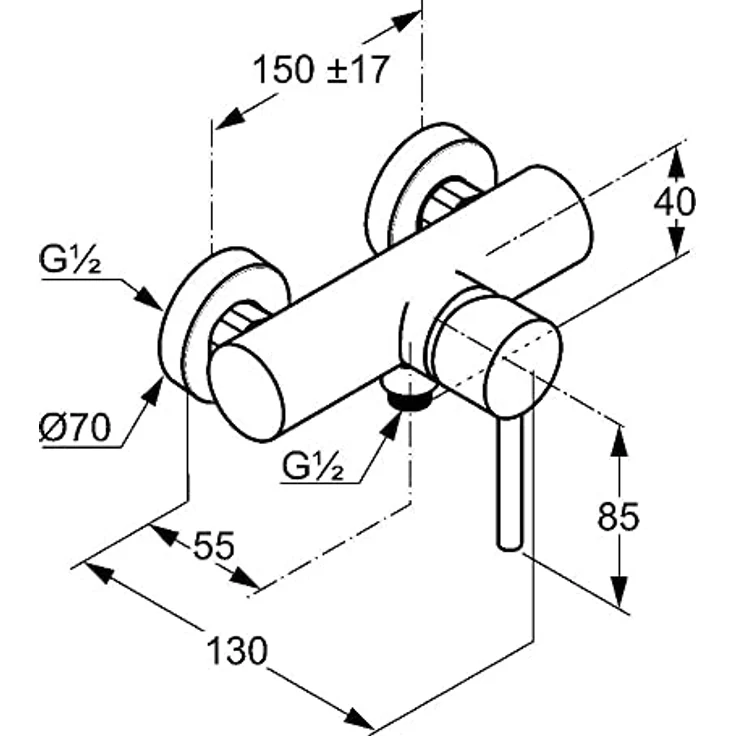 Kludi Bozz 388310576 Brause-Einhebelmischer chrom, geschlossener Hebel, Wandmontage – Bild 2