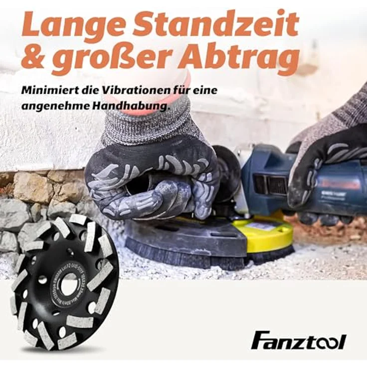 FANZTOOL Premium Diamant-Schleiftopf Abrasiv 125 mm x 22,2 mm Schleifteller Estrich, Asphalt, Putz, abrasive Baustoffe, TURBO-STAUBSAUGUNG-EFFEKT – Bild 6