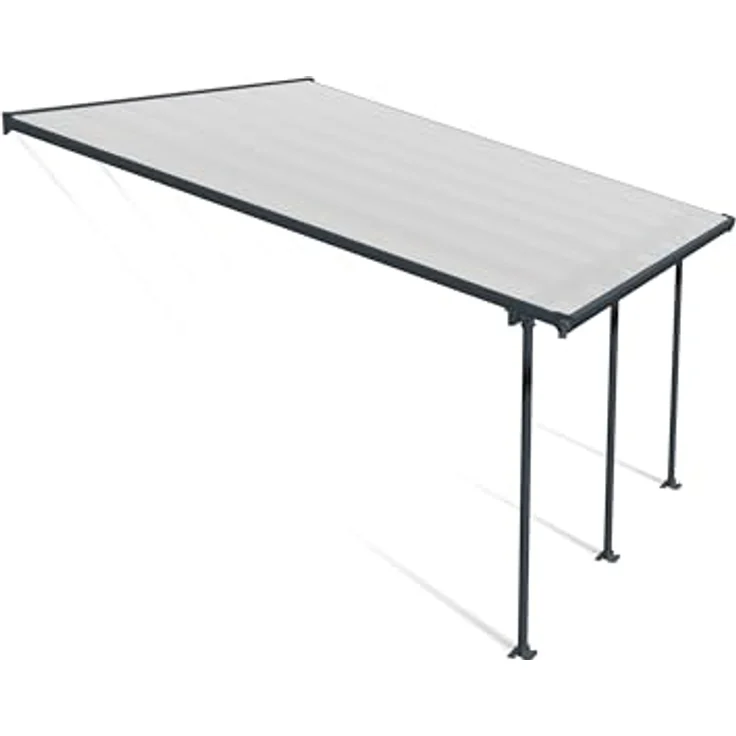 Canopia by Palram Terrassenüberdachung Alu Feria 4X4.2 Polycarbonat Hohlkammerplatten Pergola 425 x 385 cm Grau zur Überdachung ihrer Terrasse – Bild 1