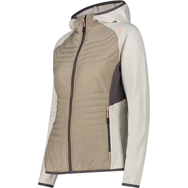CMP Campagnolo Hybrid Jacket Fix Hood, Damen Kunstfaserjacke mit Wärmeisolierung und fester Kapuze, beige, Größe S (38) – Bild 3