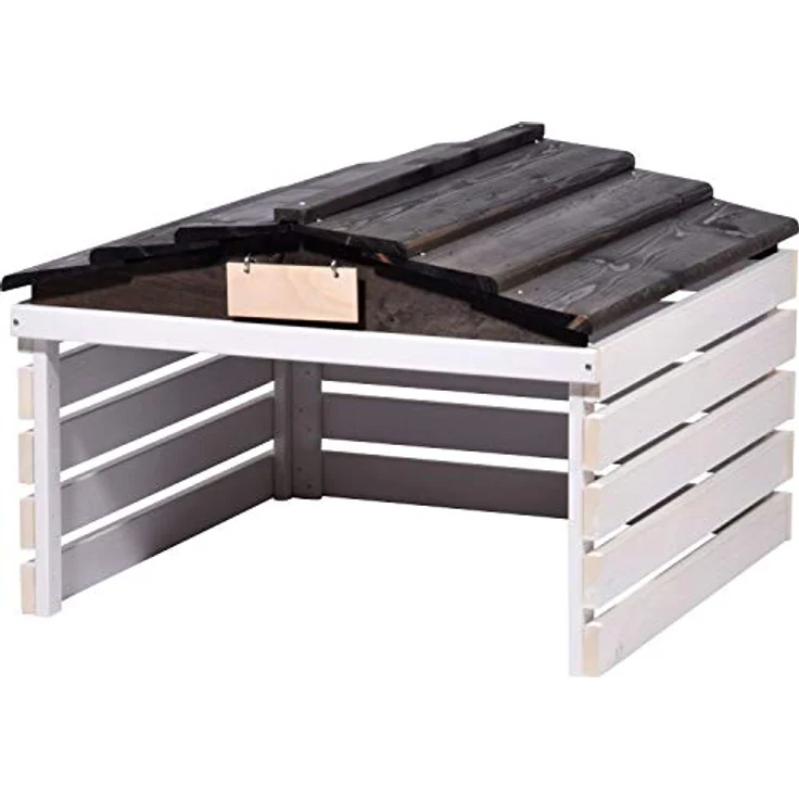 dobar 56192e Mährobotergarage mit abnehmbarem Dach - Rasenroboter Unterstand Massivholz - Rasenmäher Garage - Automower Überdachung - 78,5 x 74 x 52,5 cm - Weiß/Schwarz – Bild 1