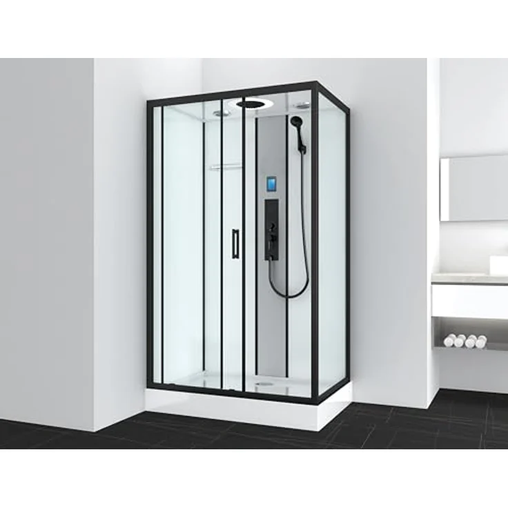 Sanotechnik Komplettdusche BOSTON, BxT: 120x90 cm, Einscheibensicherheitsglas, mit integriertem Bluetooht, Radio und LED-Beleuchtung – Bild 2