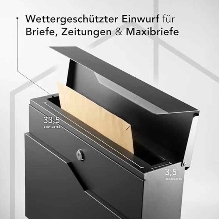 NewHabitat Moderner Briefkasten Personalisierbar Manhattan Anthrazit RAL7016 mit Zeitungsfach, Edelstahl Namensschild und Hausnummer Gravur - Rostfrei und UV-beständig – Bild 5