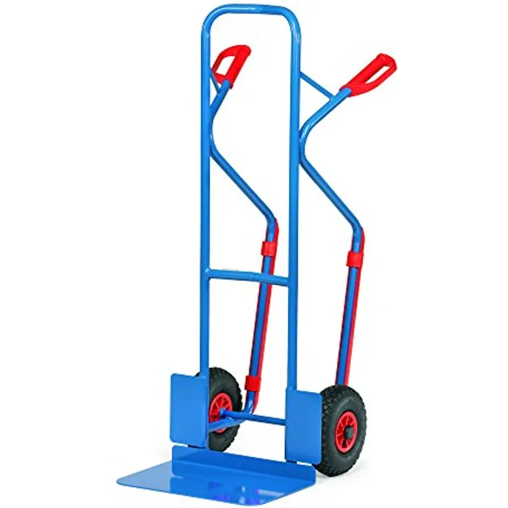 FETRA Sackkarre Stapelkarre B1331L, Stahlrohrkonstruktion pulverbeschichtet blau RAL 5007, mit Stahlblechschaufel und Sicherheitsgriffen, für runde Güter