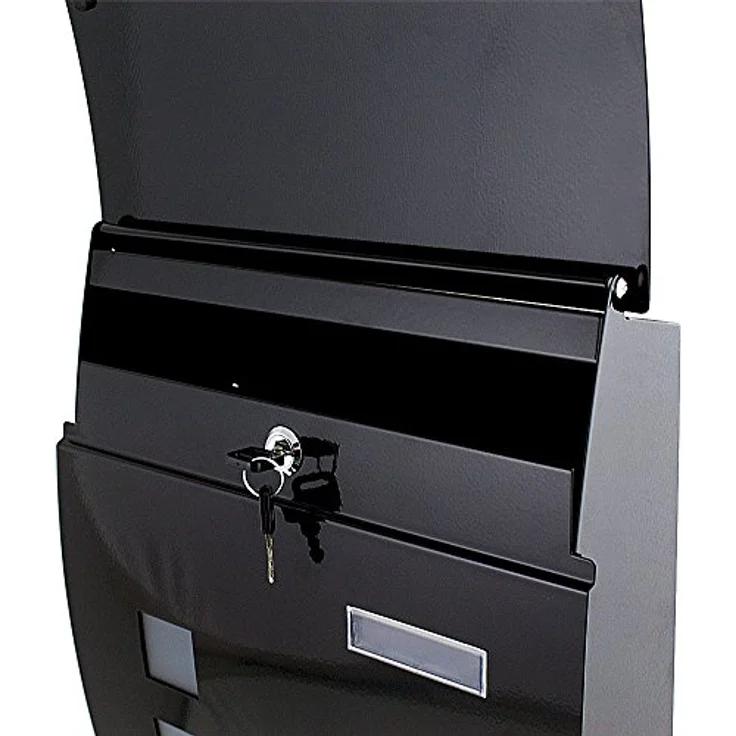 MS-Point Halbrunder Wandbriefkasten, eleganter Metallbriefkasten mit 3 Sichtfenstern, Schwarz – Bild 5