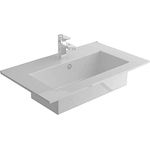 Alpenberger Nano-Beschichtung Einbauwaschbecken 61 x 36,5 cm aus Robuster Keramik | Waschbecken fürs Badezimmer & Gäste-WC | Handwaschbecken Eckig und Extra Breit mit Nano Versiegelung | Einbaubecken