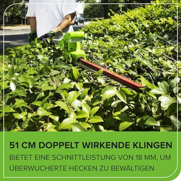 Greenworks Tools Akku-Hochentaster u. Teleskop Heckenschere 2in1 G40PSH (Li-Ion 40 V 51cm-20cm Schwertlänge 18 mm Schnittstärke 240 cm Teleskopstange ohne Akku und Ladegerät) – Bild 7