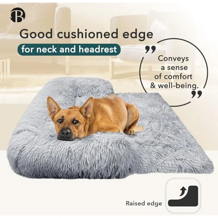 bluzelle Sofaschutz Hundebett für kleine & mittelgroße Hunde, Hundedecke für Couch Sofa Cover, Plüsch Hundesofa Schutzdecke rutschfest Wasserdicht Waschbar Abnehmbarer Bezug, Farbe:Hellgrau – Bild 4