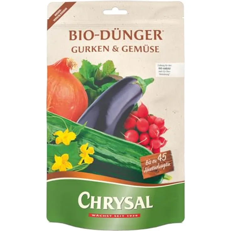 Chrysal Gemüsedünger Bio-Dünger für Gurken & Gemüse, veganer Volldünger mit Langzeitwirkung, 900 g Standbeutel