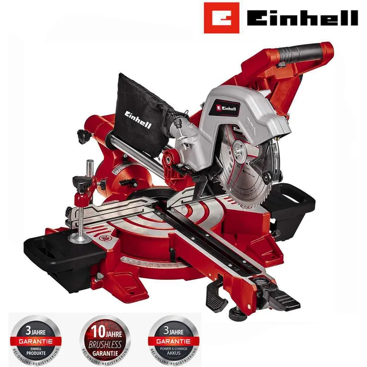 Einhell TE-SM 216 Dual, Zug-Kapp-Gehrungssäge mit 1.800 W, inkl. Hartmetall-Sägeblatt, Schnittbreite bis 305 mm, integrierter Laser