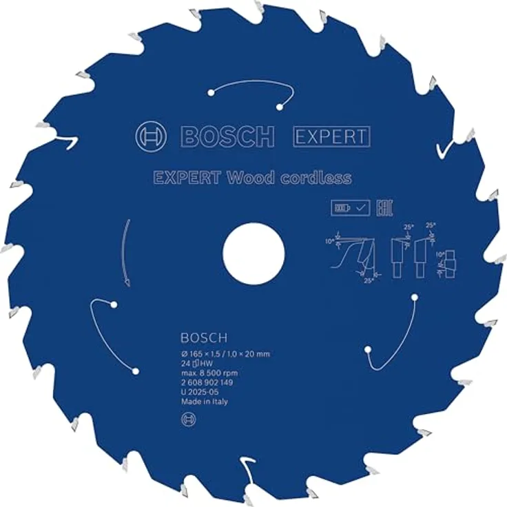 Bosch EXPERT Wood cordless Kreissägeblatt, 165 mm, optimales Schneiden von Weich- und Hartholz, extrem robust dank Carbide Technology