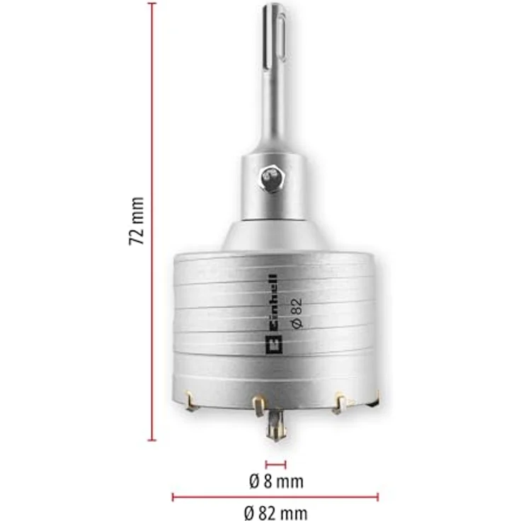 Einhell HM-Bohrer- und Bit-Set, 82 mm Hohlbohrkrone mit 8 Hartmetallzähnen, SDS-Plus-Schaft, inkl. Zentrierbohrer 8 mm – Bild 9