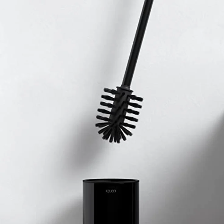 KEUCO Toilettenbürsten-Garnitur aus Metall, schwarz matt, Kunststoff-Einsatz, Wandmontage, WC-Bürste, Klobürste, Reva Black Selection – Bild 2