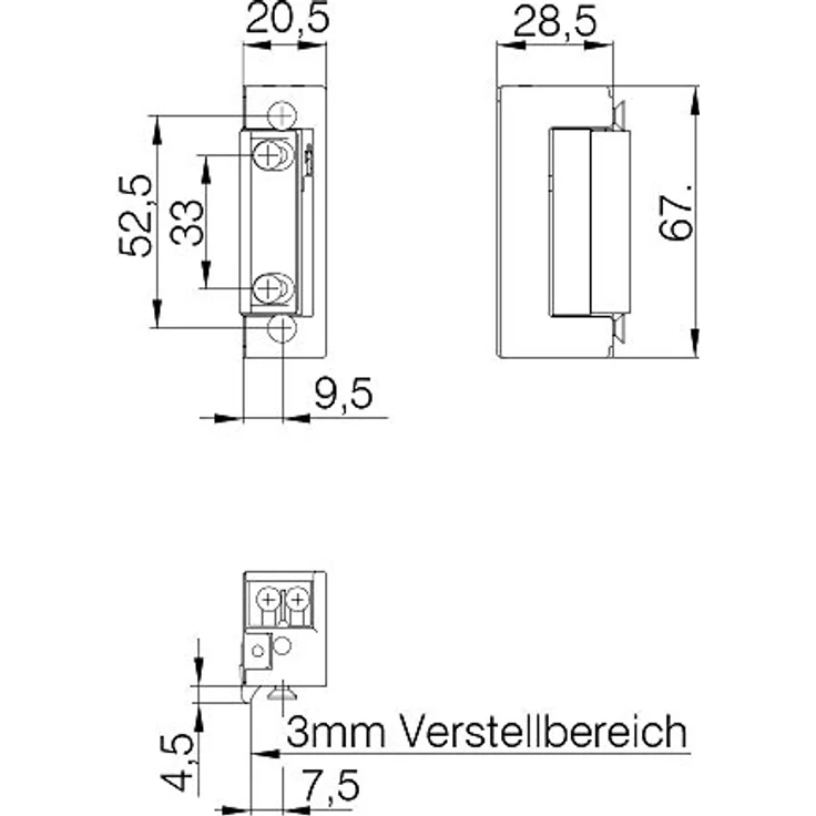 Deni Elektro-Türöffner 6-12 V AC/DC mit Verstärkte Fallenfeder DIN L/R m.FaFix, Türöffner + Türschliesser, GD/Zn verzinkt – Bild 2