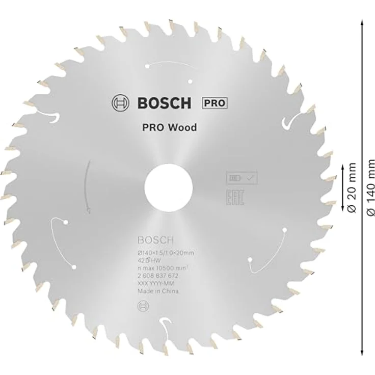 Bosch Professional Kreissägeblatt Standard for Wood (Holz, 140 x 20 x 1,5 mm, 42 Zähne, Zubehör Akku Kreissäge) – Bild 3