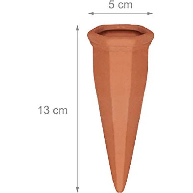 Relaxdays Tonkegel Bewässerung 4er Set, Pflanzen Wasserspender Ton, Wein und PET Flaschen Bewässerungskegel, Terracotta – Bild 4