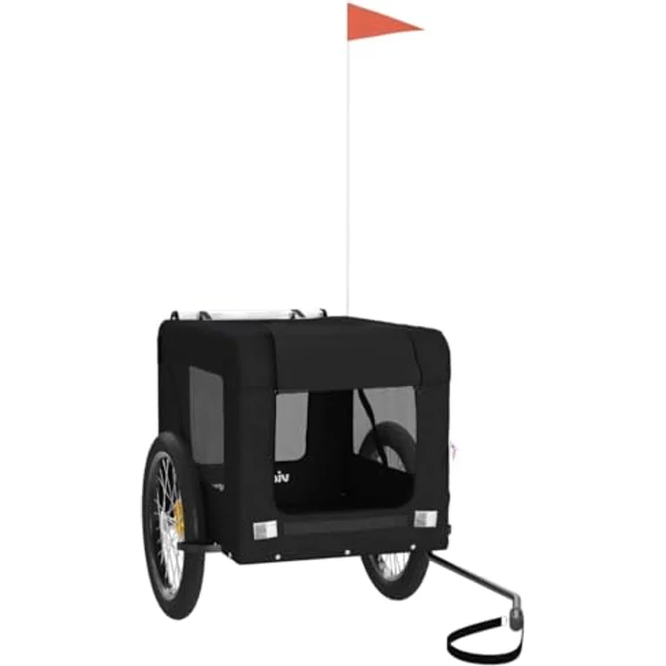 vidaXL Hunde-Transportbox Fahrradanhänger Schwarz Oxford-Gewebe & Eisen, robust, komfortabel, sicher – Bild 3