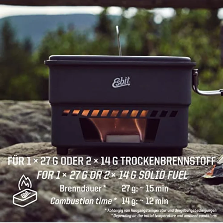 Esbit Campingkocher, Gaskocher aus hart anodisiertem Aluminium, 1100ml Topf, klappbarer Edelstahlgriff, leichtgewicht mit 390g – Bild 5