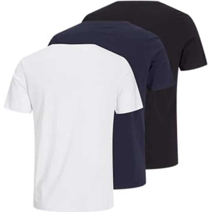 Jack & Jones Organic Basic T-Shirt 3er Set, Herren Shirt, kurzärmlig, Bio-Baumwolle, Blau, Weiss, Schwarz, (XXL) – Bild 2