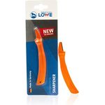 Original LÖWE Klingenschärfer - 0022 | Schärfer für Gartenschere Industrieschere mit Polyamidgriff zum Schärfen der Klinge | Made in Germany, Orange