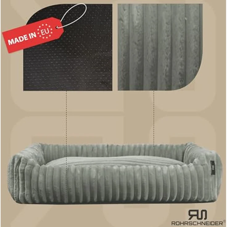 Rohrschneider Kuschelsofa Deluxe Hundebett | rutschfeste Unterseite | Maße T 50 x B 70 x H 15 cm | grau – Bild 2