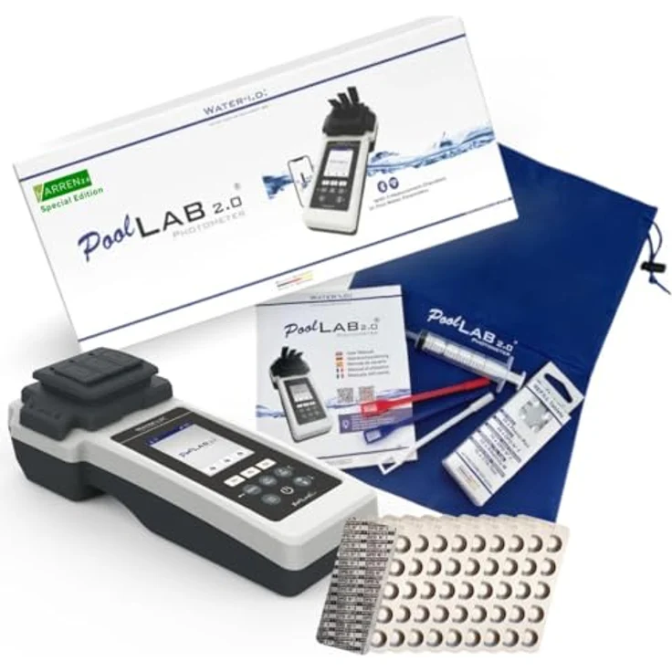 Harren24 PoolLAB 2.0, Elektronischer Wassertester mit 24 Parametern, Bluetooth, WLAN und 170 Testtabletten – Bild 1