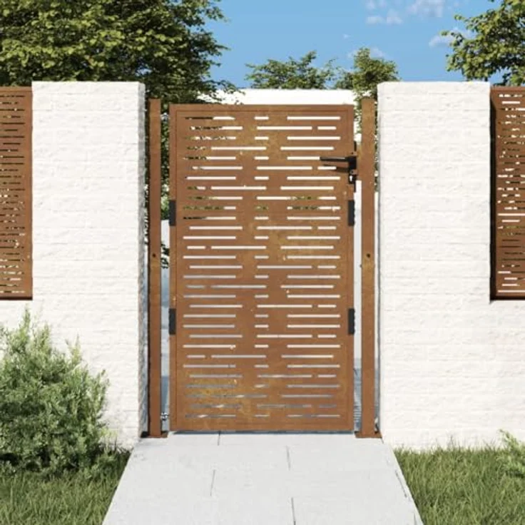 vidaXL Gartentor aus Cortenstahl, Rostig, 105 x 155 cm, Abschließbar – Bild 2