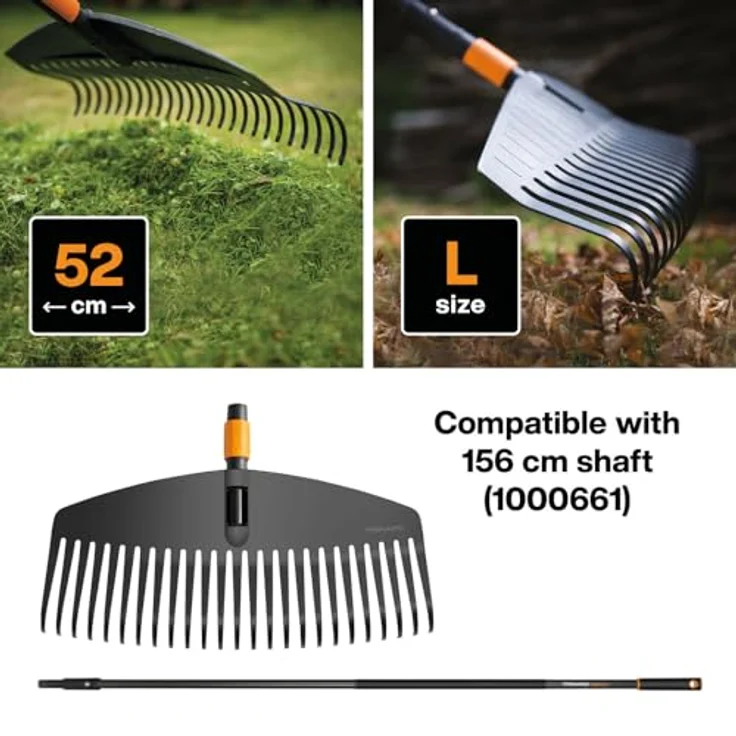 Fiskars Laubbesen, Werkzeugkopf, 25 Zinken, Breite: 50 cm, Kunststoff-Zinken, Schwarz-Orange, QuikFit, 1000642 – Bild 2