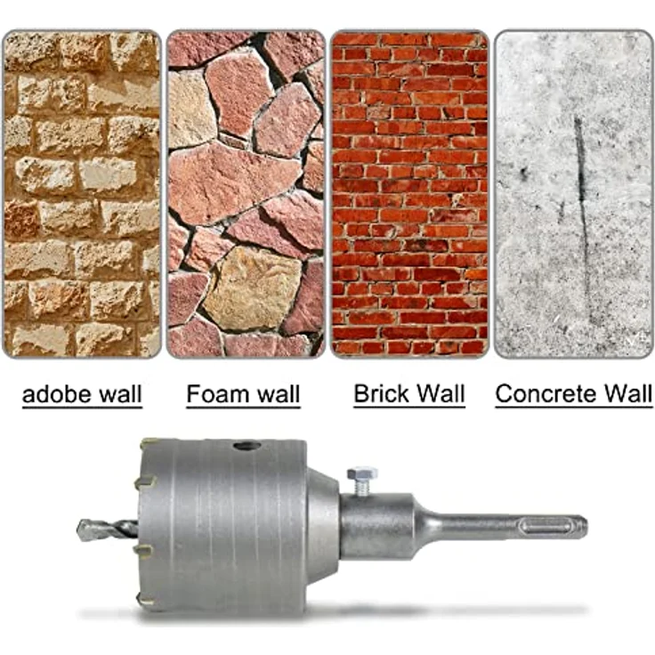 CCLIFE Bohrkrone 50/55/65/68/80/82/100 mm steckdosenbohrer beton mit SDS plus Adapter Bohrkrone Steckdose für Mauerwerk und Beton – Bild 5