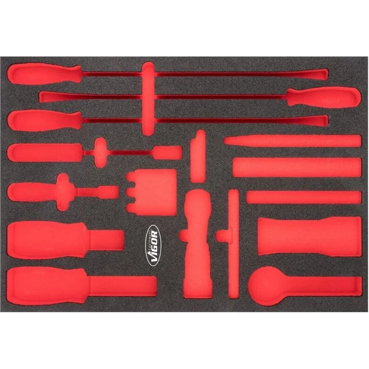 Vigor Weichschaum-Einlage, leer, 2K-System für Werkzeuge, L (563 x 393 x 35 mm), öl- und fettbeständig, leicht zu reinigen