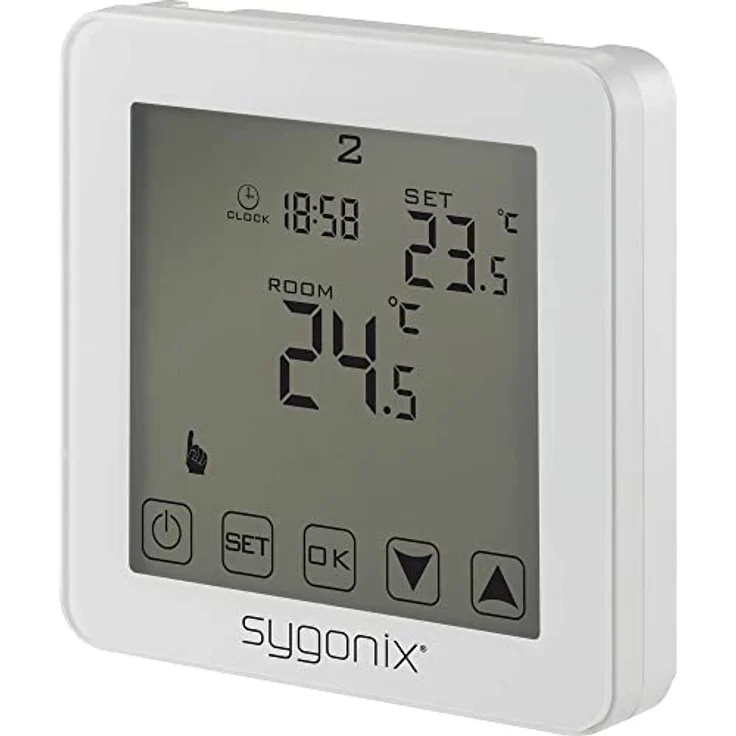 Sygonix SY-4961570 Touch 2 Raumthermostat, Unterputz mit Wochenprogramm und 62x62 mm blauem Touch-LC-Display – Bild 1