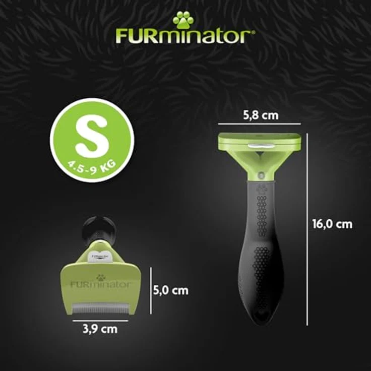 FURminator Unterwollharke Furminator® deShedding - für kurzhaarige Hunde, Metall, für Hunde und Katzen, mit Furejector® und ergonomischem Griff, Größe S, grün – Bild 5