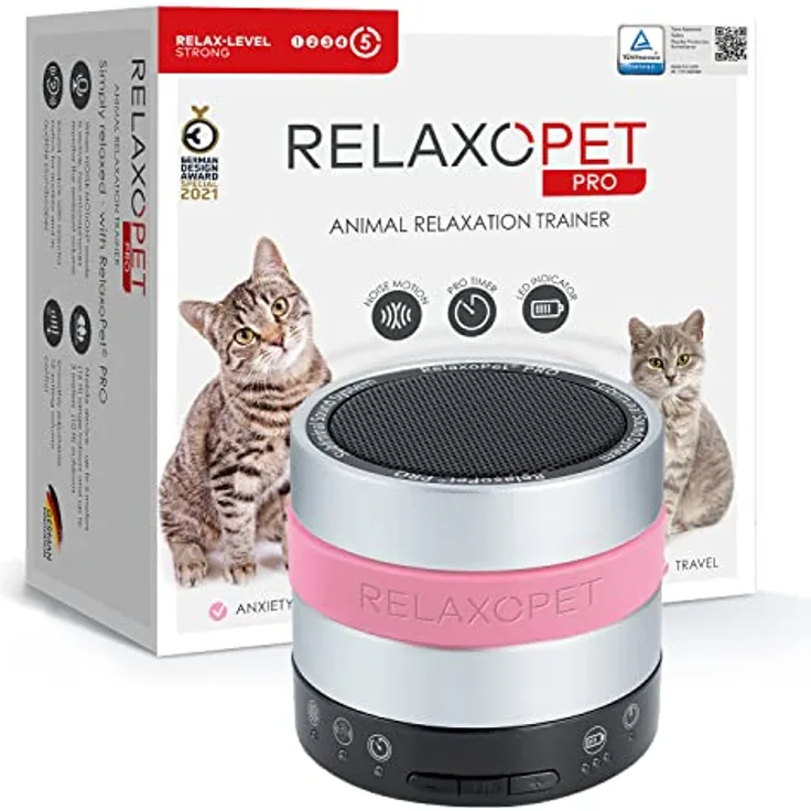 RelaxoPet Pro, Tierentspannungs-Trainer, Beruhigung für Katzen, hochfrequente Klangwelten zur Entspannung, TÜV Zertifiziert, Bekannt aus 'Die Höhle der Löwen', rosa - Preisvergleich