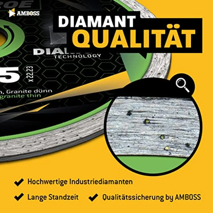 Amboss Diamant Trennscheibe Ø 200 mm x 25.4 FKS 20E - Trennen von Fliesen/Keramik/Granit/Marmor - Diamantscheibe/Diamanttrennscheibe Winkelschleifer – Bild 5