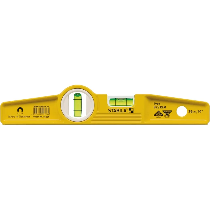 STABILA Magnet-Wasserwaage Type 81 S REM Torpedo mit Tasche, 25 cm, Alu-Gussprofil, Seltenerd-Magnetsystem, 1 Horizontal-/ 1 Vertikal-Libelle, Made in Germany – Bild 4