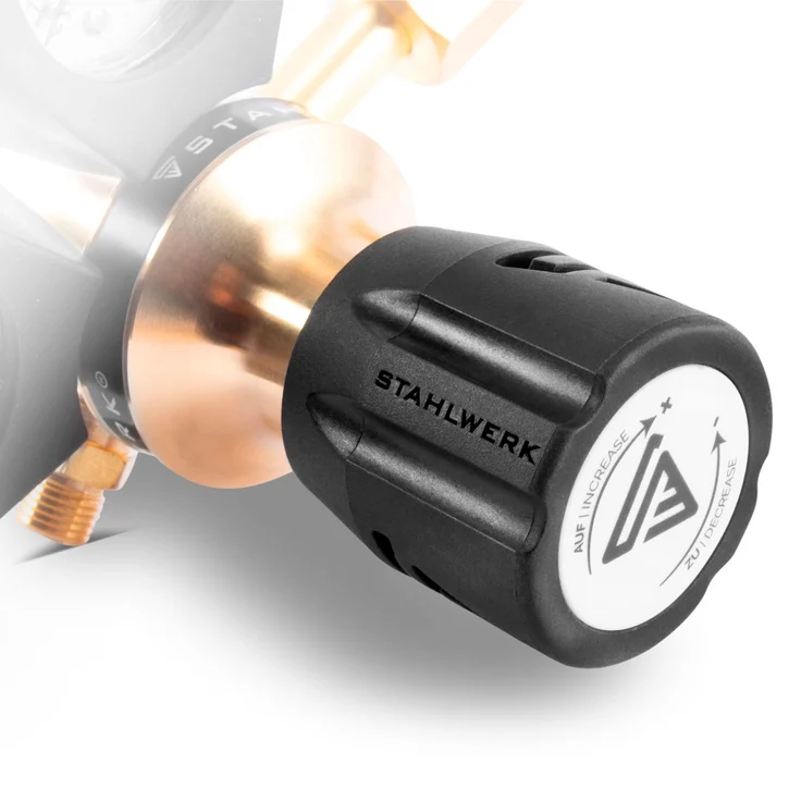 STAHLWERK Druckminderer für ARGON /CO2 / Mischgas / Schutzgas bis 200 Bar und 32 L/Min. für WIG / MIG / MAG Schweißgeräte, massive Bauweise, hergestellt nach DIN EN ISO 2503 – Bild 3