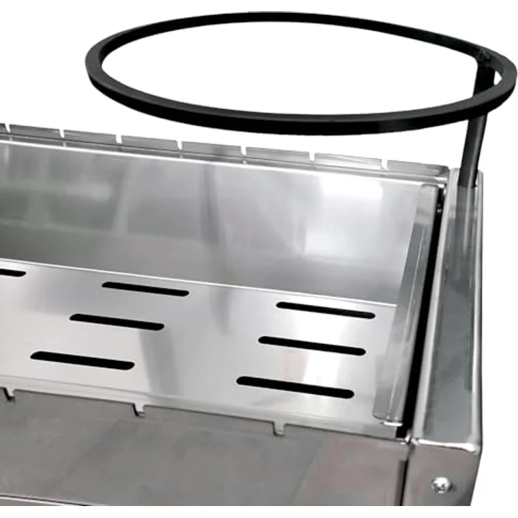 Grillpeter Mangal Batyr Deluxe 80 cm, Edelstahl Schaschlikgrill mit Ablage, Kasanhalter und herausnehmbarer Grillwanne – Bild 6