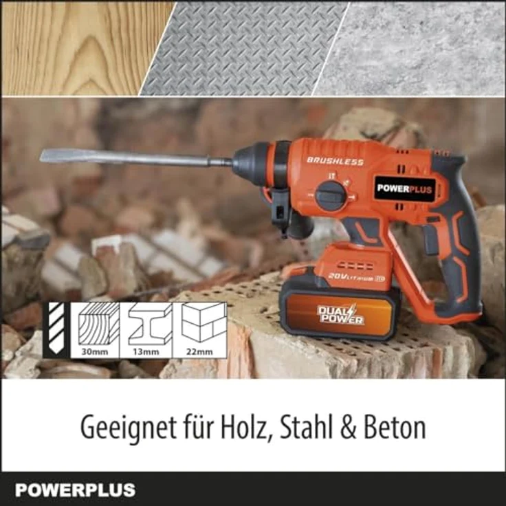 Powerplus Dual Power Akku-Schlagbohrmaschine POWDP15680-4 in 1: 40 V Bohrmaschine, 3 J, Links-Rechts-Schalter, Ohne Akku und Ladegerät – Bild 3