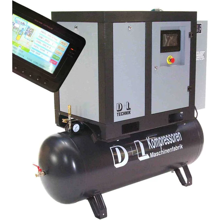 Apex Schraubenkompressor Schraubenverdichter 2100L 15kW 10bar 500L Behälter +Trockner, leiser Direktantrieb, hohe Energieeffizienz