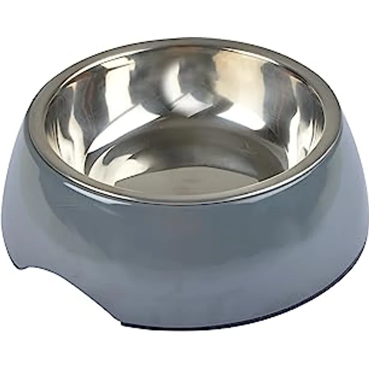 Futternapf, Melamin, Edelstahl, abnehmbar, 600 ml, Durchmesser 17,6 cm, Anthrazit