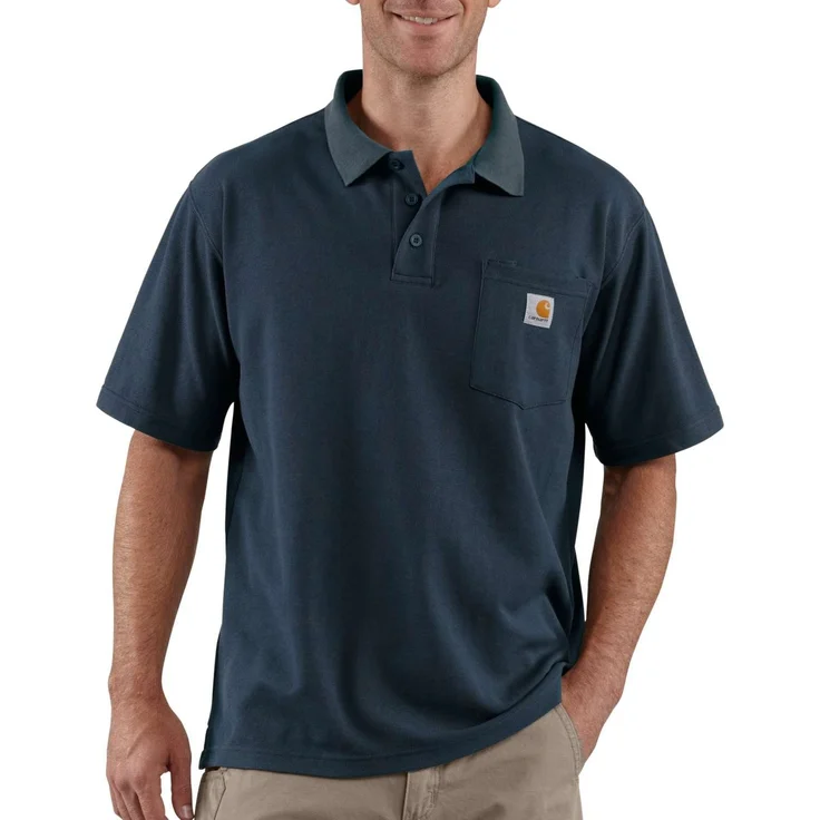 Carhartt Poloshirt K570 Work Pocket, Piqué-Gewebe mit schmutzabweisendem Finish, grau