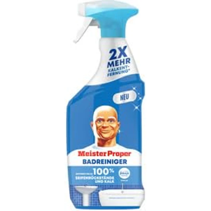 MEISTER PROPER Febreze Frische Badreiniger, 800 ml, effektiver Sanitärreiniger gegen Seifenrückstände und Kalk, Flasche aus 75 % recyceltem Plastik – Bild 1